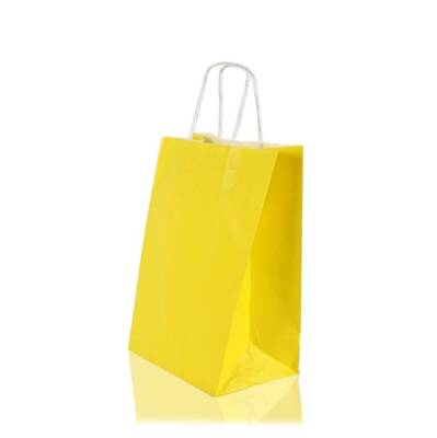 Burgu Saplı Sarı Kağıt Çanta 25x31x12 Cm