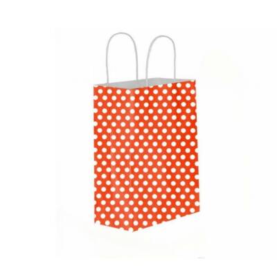 Kırmızı Puantiyeli Kağıt Poşet 20x22x10 Cm ad