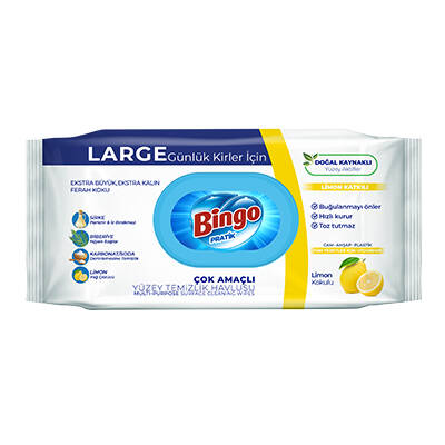 Bingo Yüzey Temizleyici Mendil Limon 50′li Bingo