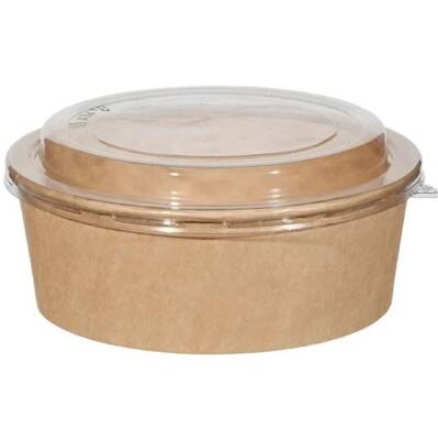 Kraft Karton Salata Kasesi Seti 1100 cc PET Kapak 50 li