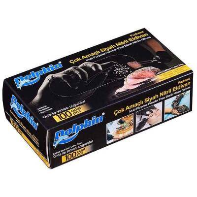 Pudrasız Siyah Nitril Eldiven Büyük (Gıdaya Uygun) 100 lü