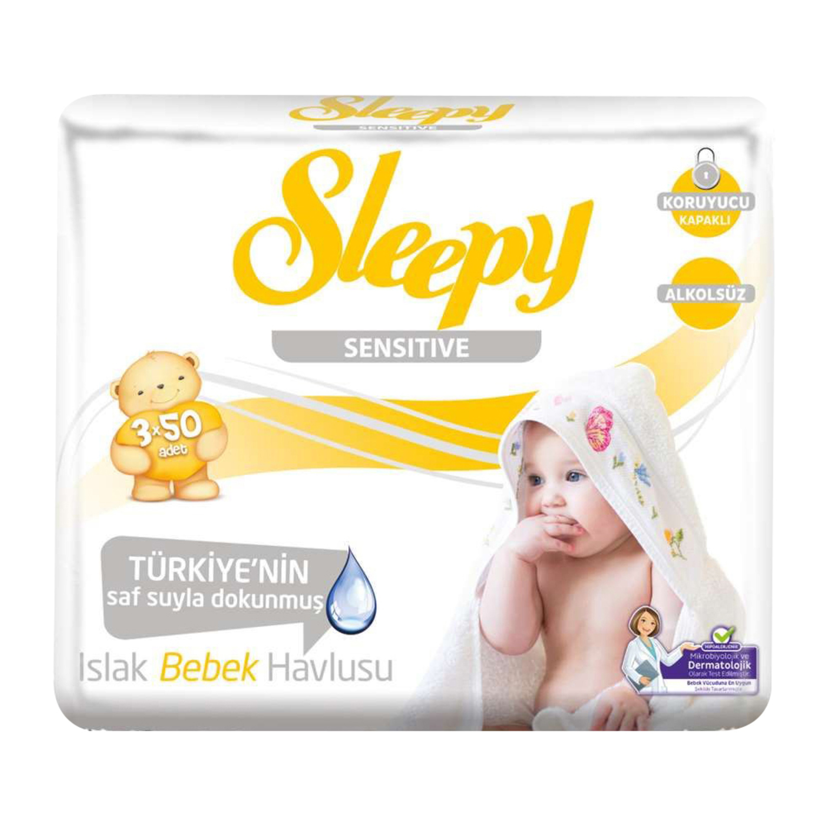 Sleepy Sensitive Islak Havlu 3 x 50'li Sleepy