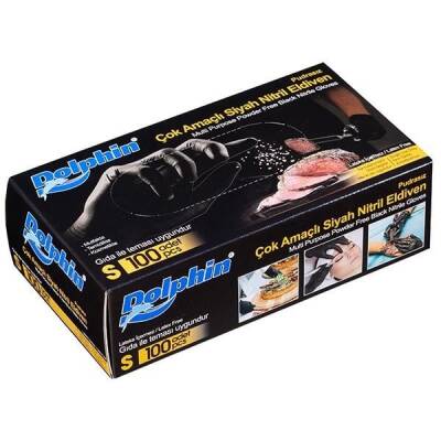 Pudrasız Siyah Nitril Eldiven Küçük (Gıdaya Uygun) 100 lü