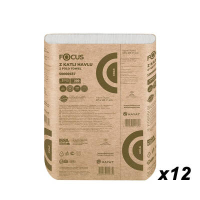Focus Gold Z Katlı Havlu 200'lü 12 Paket Focus