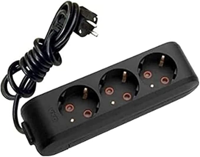 Viko Multi-Let Siyah Üçlü Priz Topraklı Kablolu Çocuk Korumalı 5 Mt