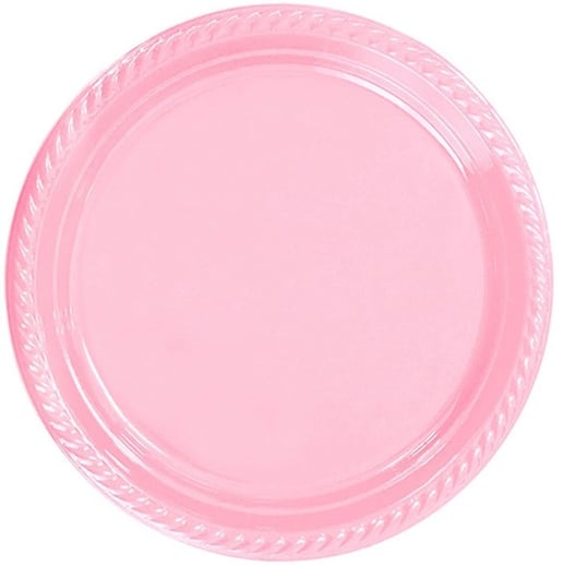 Pembe Plastik Yuvarlak Tabak 5 Adet 22 cm