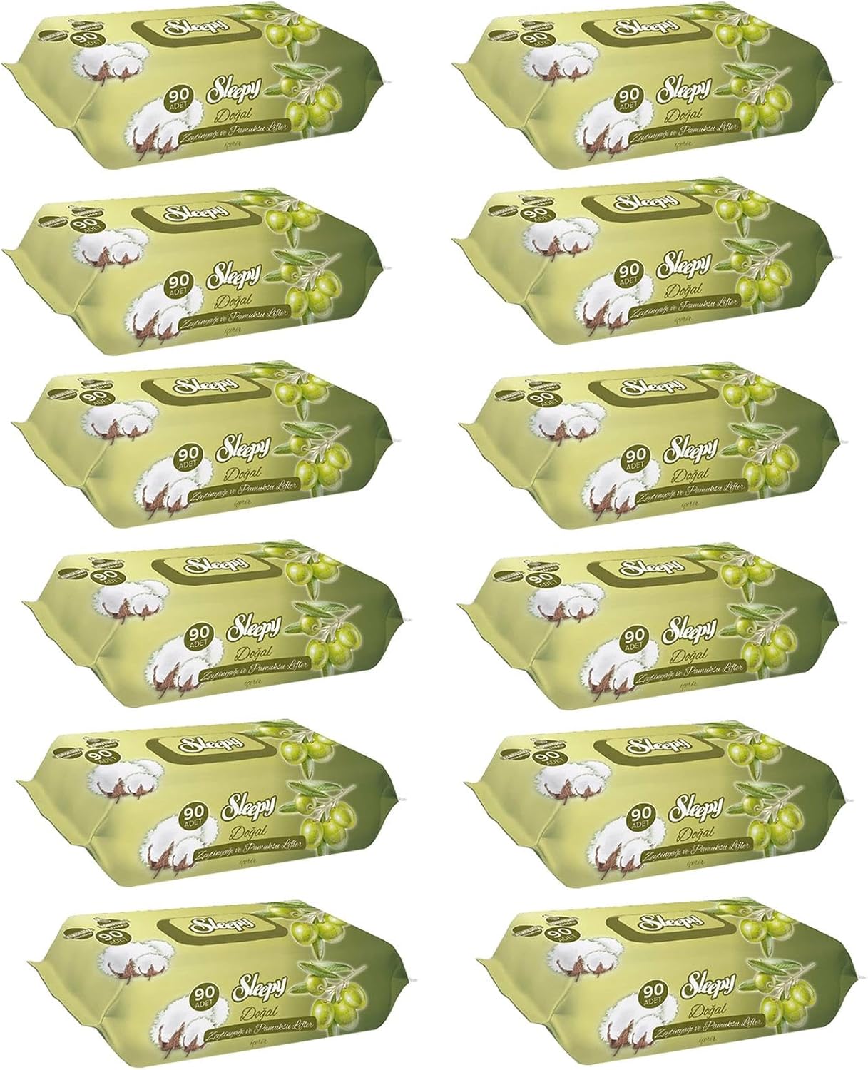 Sleepy Zeytinyağlı Islak Havlu 12 x 90'lı 12 Paket 1080 Yaprak