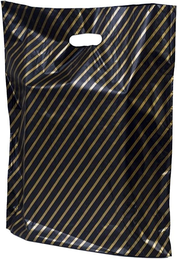 Çizgili Mağaza Poşeti (NO 3) 50 Adet 33x45 Cm Çizgili Takviyeli Poşet Diagonal Poşet