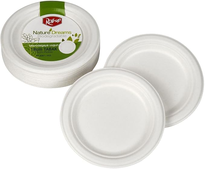 Roll-Up Nature Ekolojik Karton Kağıt Parti Tek Kullanımlık Tabak - 18 Cm. - 50 Adetlik 1 Paket