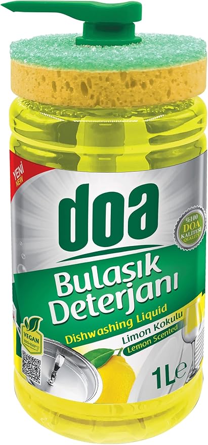 DOA Sıvı Bulaşık Deterjan Süngerli Limon Kokulu 1000 ml