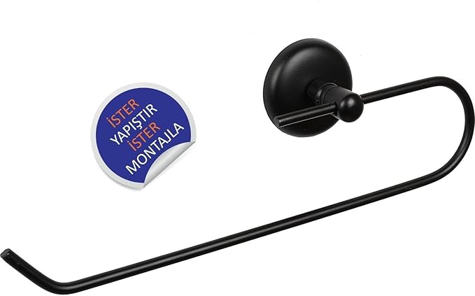 Banyo Lotus Siyah Solo Havlu Kağıdı Asacağı Solo Havluluk - Delmeye Son İster Yapıştır İster Montajla