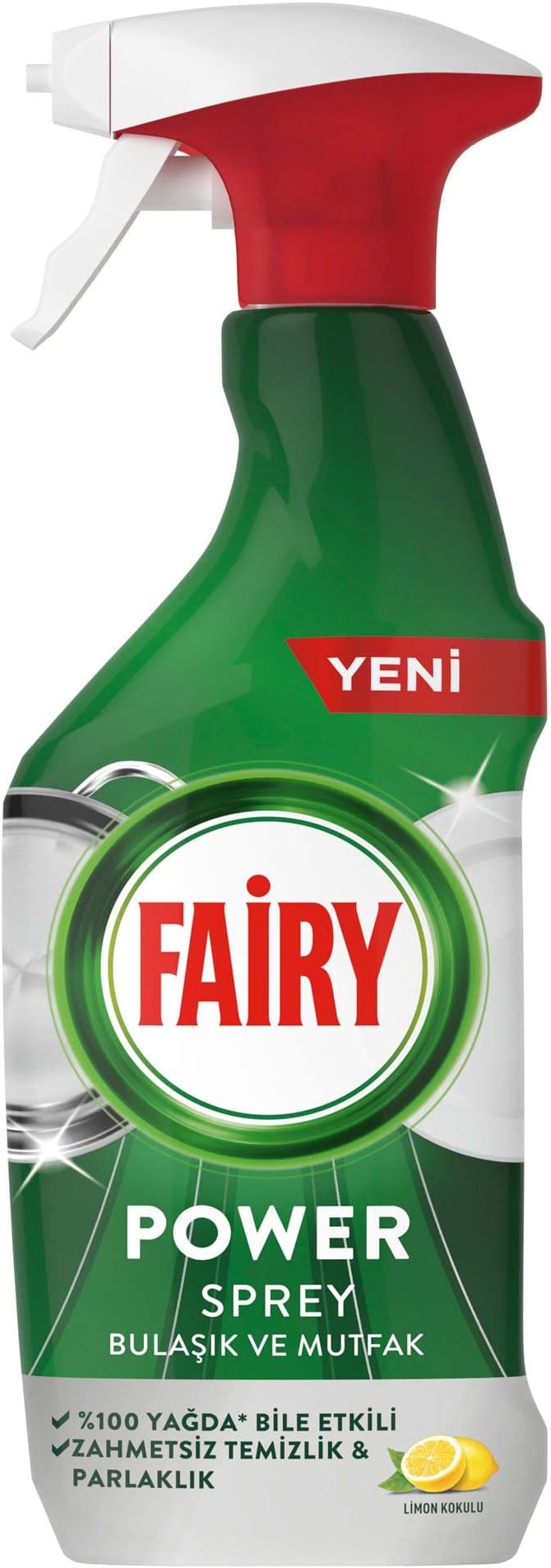 Fairy Power Sprey, 3'ü 1 arada, Bulaşıklarınız Ve Mutfağınız Için Zahmetsiz Temizlik Ve Parlaklık, Limon Kokulu, 500ml
